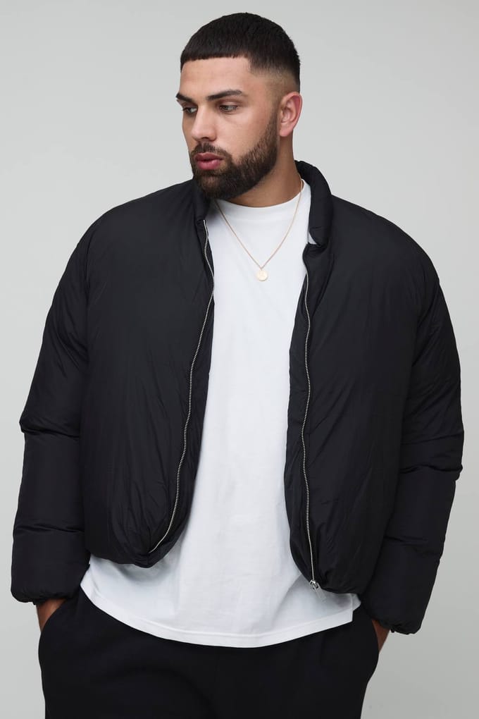 Plus Mono Gewatteerde Oversized Bomberjack | Black | Size 2XL