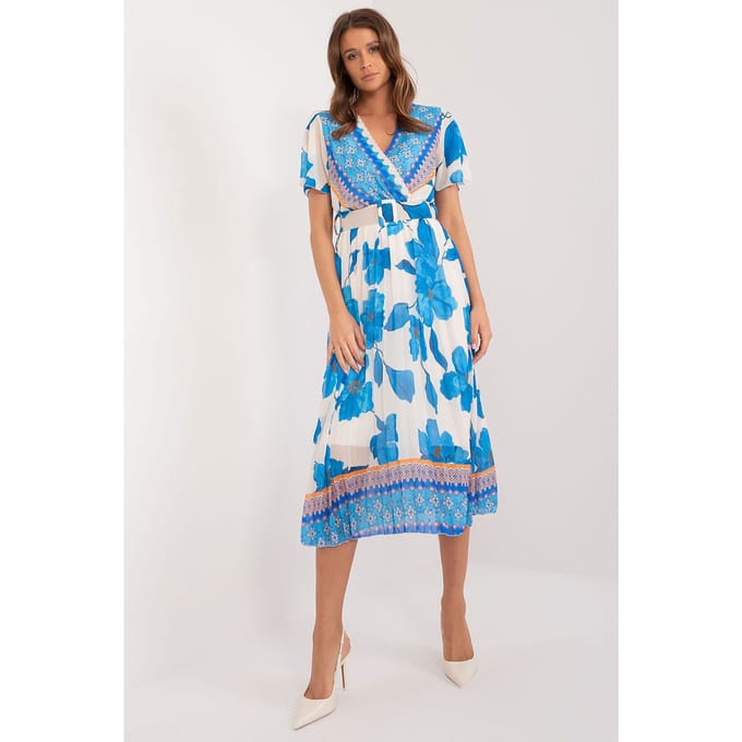 Sunset Citrus Wrap Dress - Blue / One Size