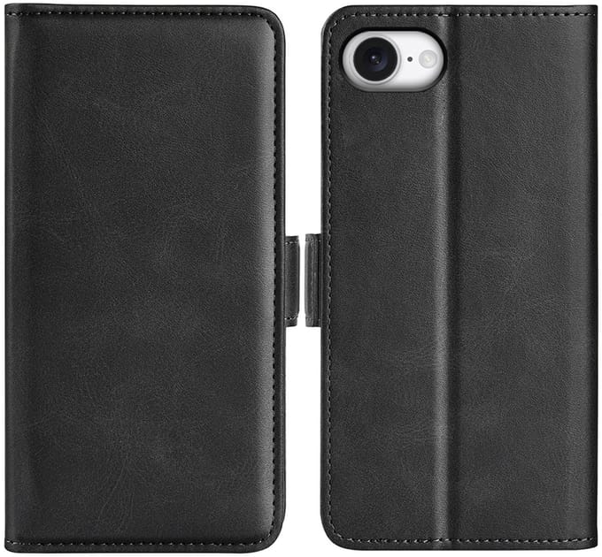MobyDefend Hoesje - Geschikt voor iPhone 16e / iPhone 17e - Luxe Wallet Book Case (Sluiting Zijkant) - Zwart