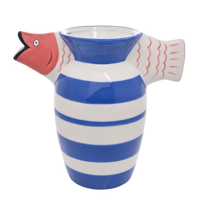 Hestia Vis Gestreept Deco Vaas One Size wit