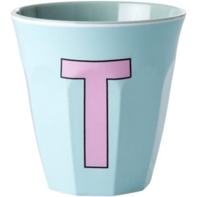 Rice melamine beker medium letter t mint