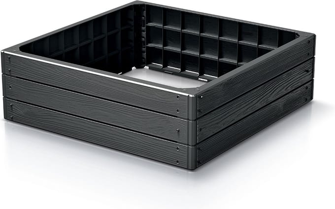 Prosperplast Base Woody Serie - Tuinbed - Antraciet - Modulaire Constructie - Weersbestendig