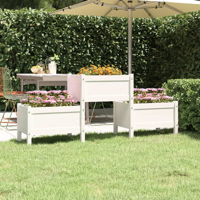 vidaXL - Plantenbak - 178,5x44x75 - cm - massief - grenenhout - wit