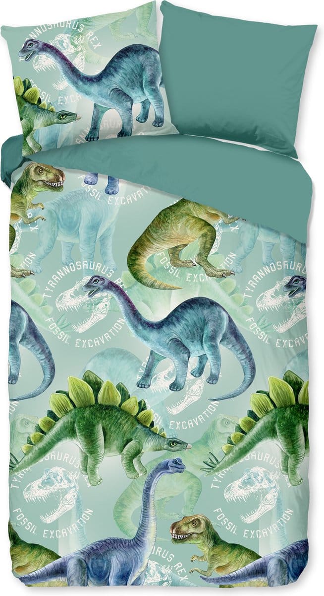 Pure dekbedovertrek dinos - 1 persoons 140x200/220 cm - Multi - Microvezel