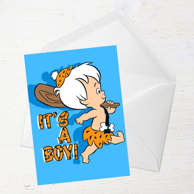 Flintstones New Baby Boy Greetings Card - Large Card