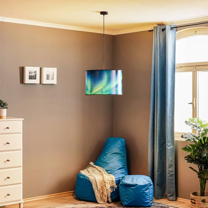 Duolla Hanglamp Print L Hemel met poollicht turkoois