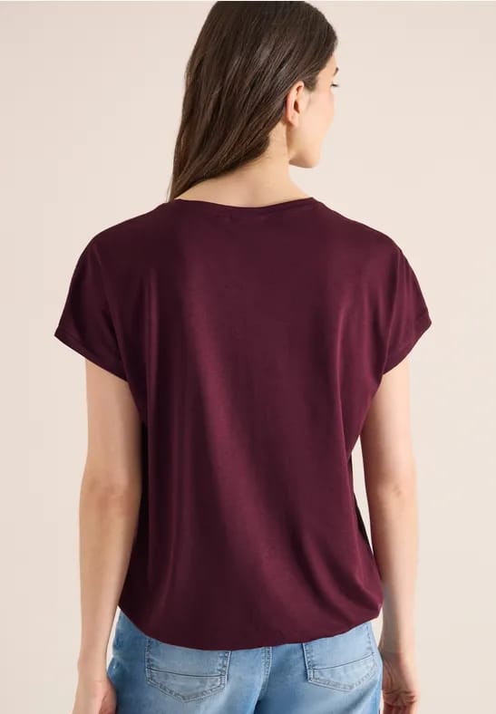 Shirt met V-hals en kanten detail