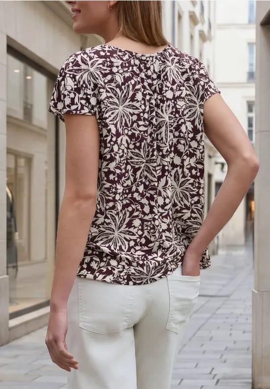 Blouse met hangende schouder en linten
