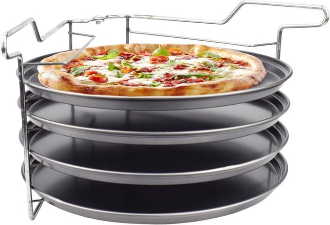 5-delige bakset voor pizza - 28 cm pizzaplaat met antiaanbaklaag