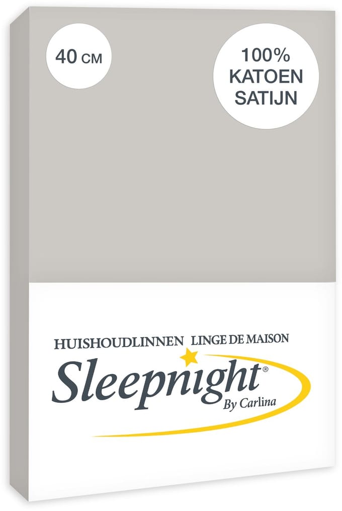 Sleepnight Hoeslaken Satijn 40 cm Grijs - 90 x 200 cm - [Grijs]
