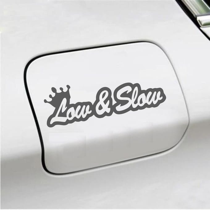 Bumpersticker - Low & Slow - 4,8 X 14,8 - Antraciet