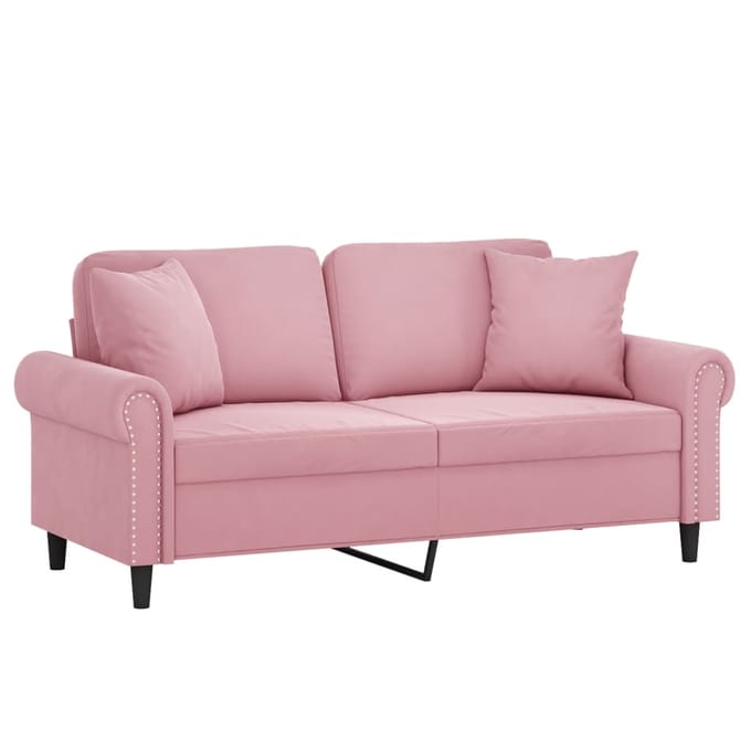 vidaXL - Tweezitsbank - met - sierkussens - 140 - cm - fluweel - roze