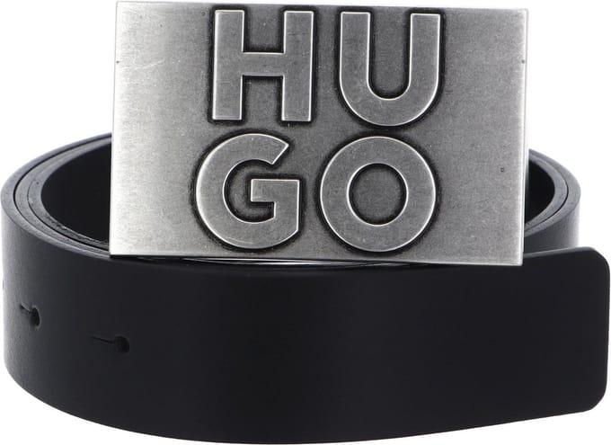 HUGO Leren Riem Gunter Sz35 Leather Belt W85 Black Zwart