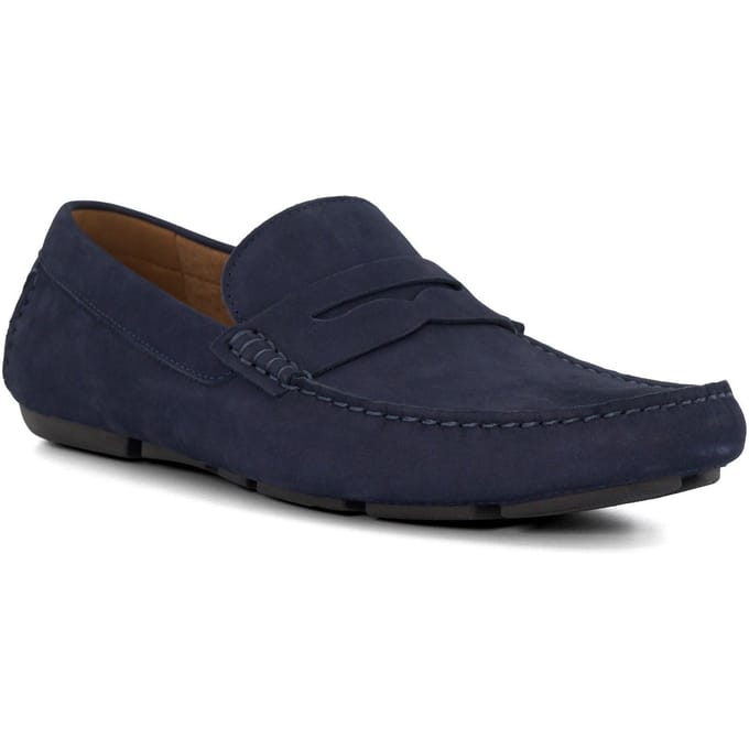 Dune Bradlay Suède Heren Blauwe Mocassinschoenen