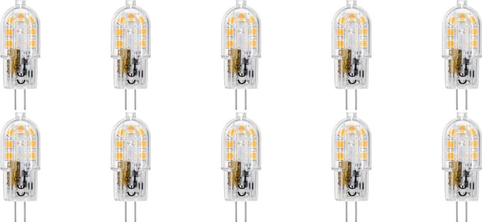 LED Lamp 10 Pack - Velvalux - G4 Fitting - Dimbaar - 2W - Helder/Koud Wit 6000K - Transparant | Vervangt 20W
