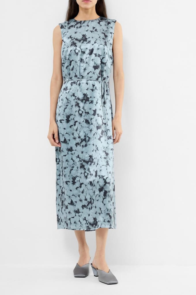 French Connection Cassie Emile Crinkle Midi Dres Blue Multi Blue Multi Größe: 18 | Maxikleider Outlet | Damen | Blau