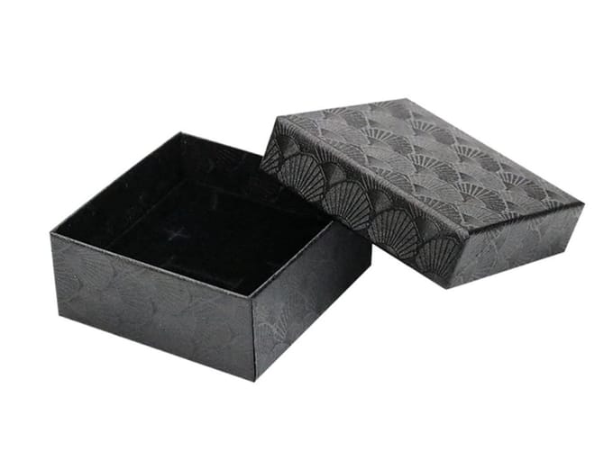 Luxe ringendoosje Zwart Oorbellendoosje met patroontje 5x5x3.5cm / HaverCo