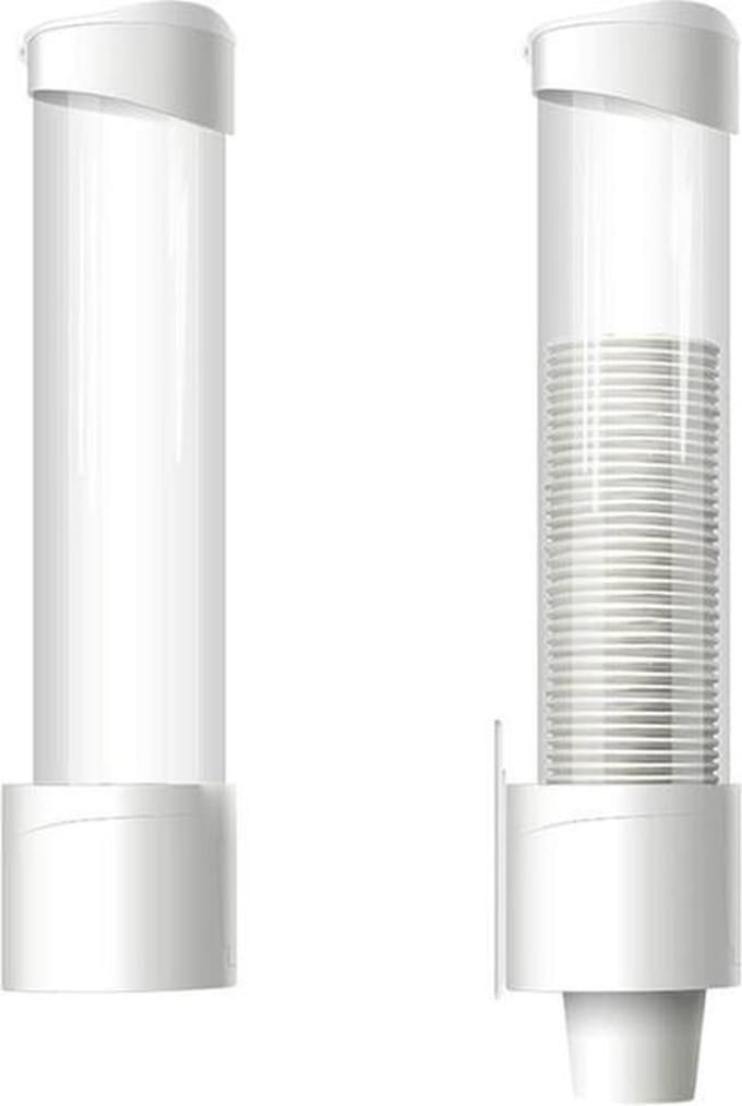 Wit Bekerdispenser - Plastic - Ophangbaar - Bekerhouder