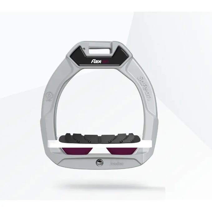 Veiligheidsspanners Paardrijden Schuin Grip Aluminium/Wit/Pruim kinder. Flex-On Safe-On