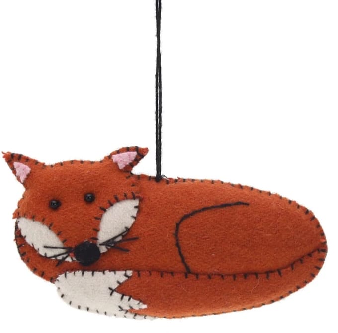Vos liggend, vilt 10,5x2x6cm
