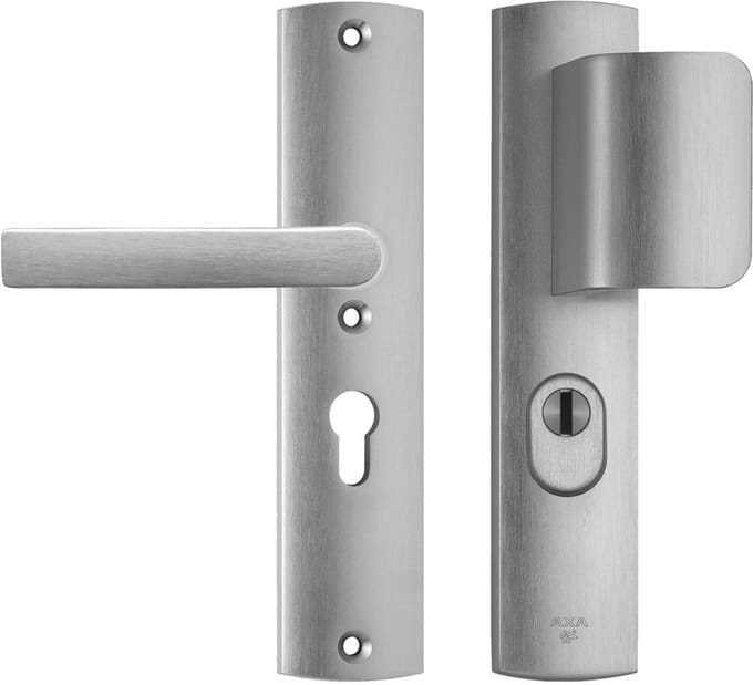 AXA Curve Plus veiligheidsbeslag - D-duwer + kruk Blok - PC55 - anti-kerntrek - aluminium