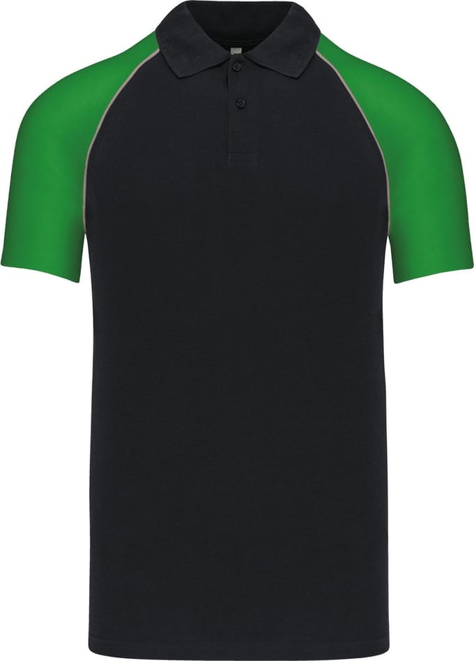 Herenpolo 'Baseball' korte mouwen Black/Green - S