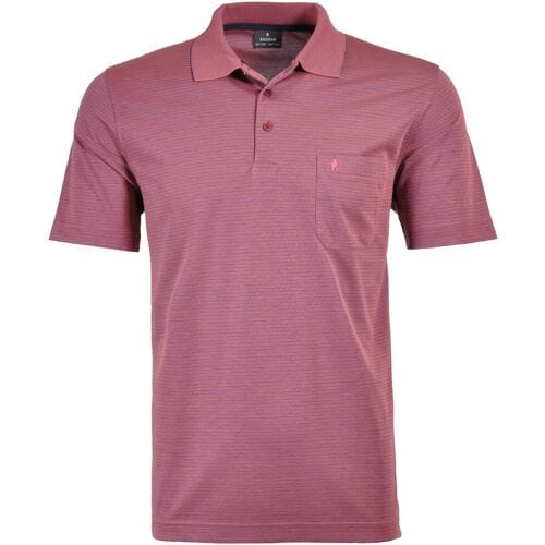Ragman Polo Softknit Fine Stripe Easy Care Berry Melange / male