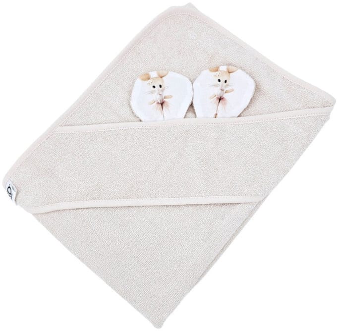 Bamboo bath cover Ballerina Mouse / Light Beige