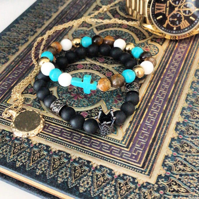 Tijgeroog armband met goudkleurige Tiger