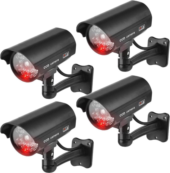 Set van 4 Dome Beveiligingscamera's Dummy voor Binnen en Buiten met Knipperende LED