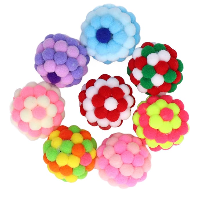 8 stuks Kattenbal Speeltjes Elastisch Zacht Kleurrijk Interactief Achtervolgen Kauwen Pluche Bel Bal voor Kitten blue