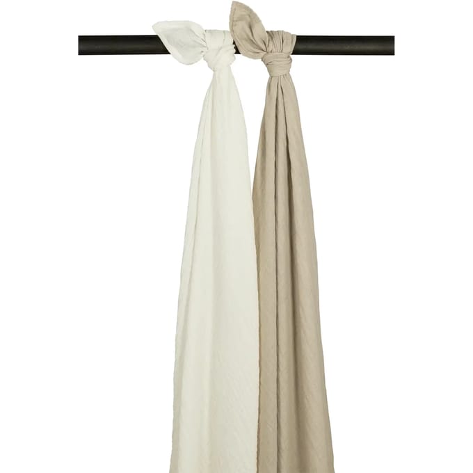 Meyco Baby Uni swaddle - 2-pack - pre-washed hydrofiel - offwhite/sand - 120x120cm