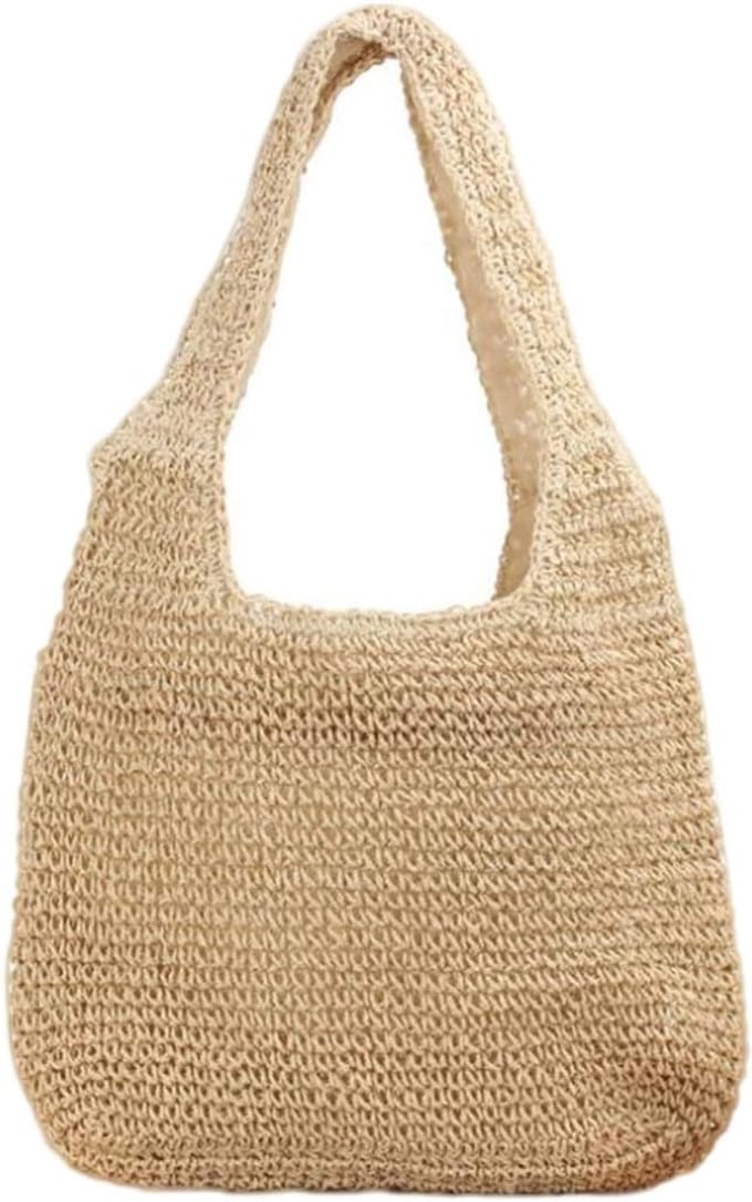 Grote Zomer Strandtas van Stro voor Dames - Casual Schoudertas met Ritssluiting