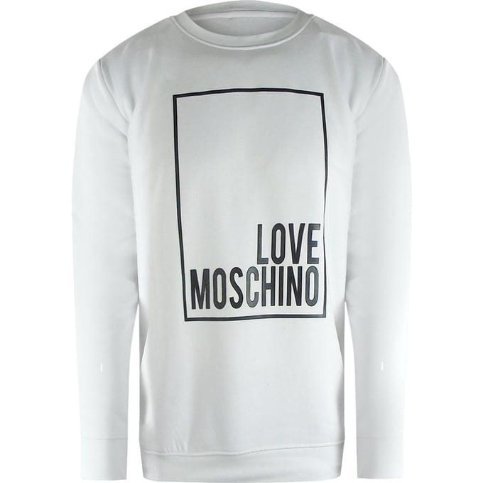 Love Moschino Heren Box Logo Sweatshirt (Wit)