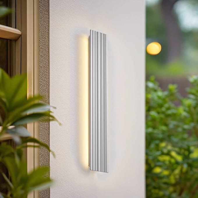 Lucande - LED wandlamp buiten - 1licht - Aluminium, polycarbonaat - H: 60 cm - grijs - Inclusief lichtbron