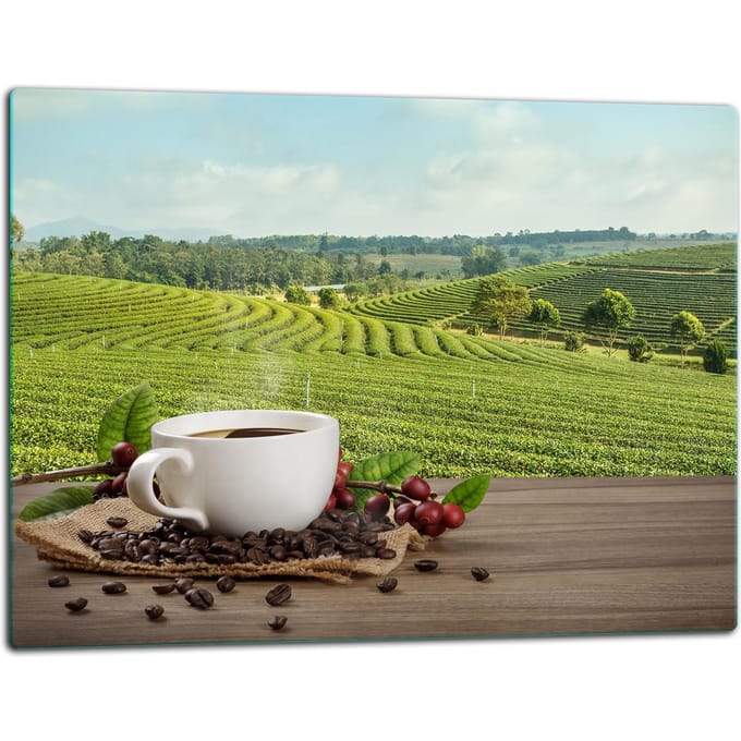TMK ArtDeko - Snijplank - Glas - 52x40cm - Koffiemotief