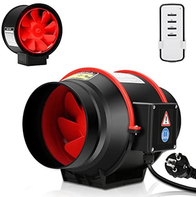 150 mm Buisventilator voor Efficiënte Ventilatie - 540 m³/uur Luchtstroom, Stille Inline Kanaalventilator met Afstandsbediening