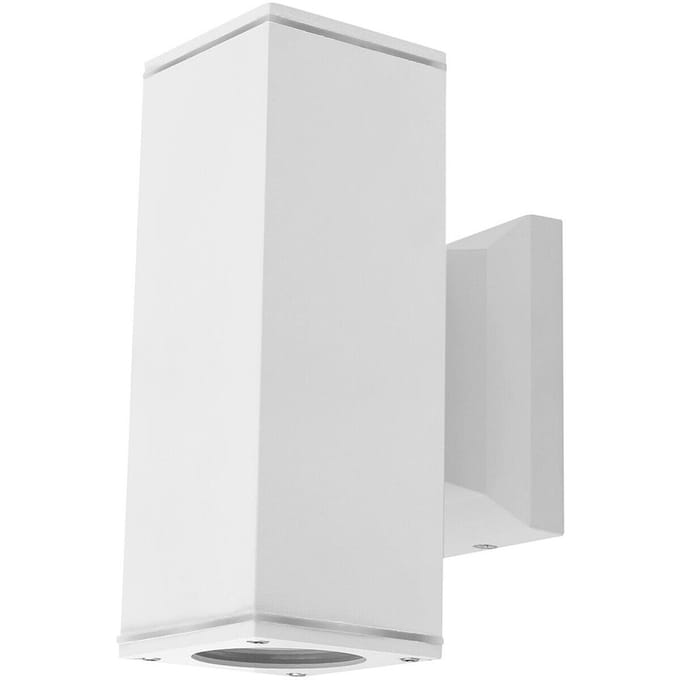 LED Tuinverlichting - Buitenlamp - Aigi Wally Up and Down - GU10 Fitting - 2-lichts - Mat Wit - Vierkant - Aluminium