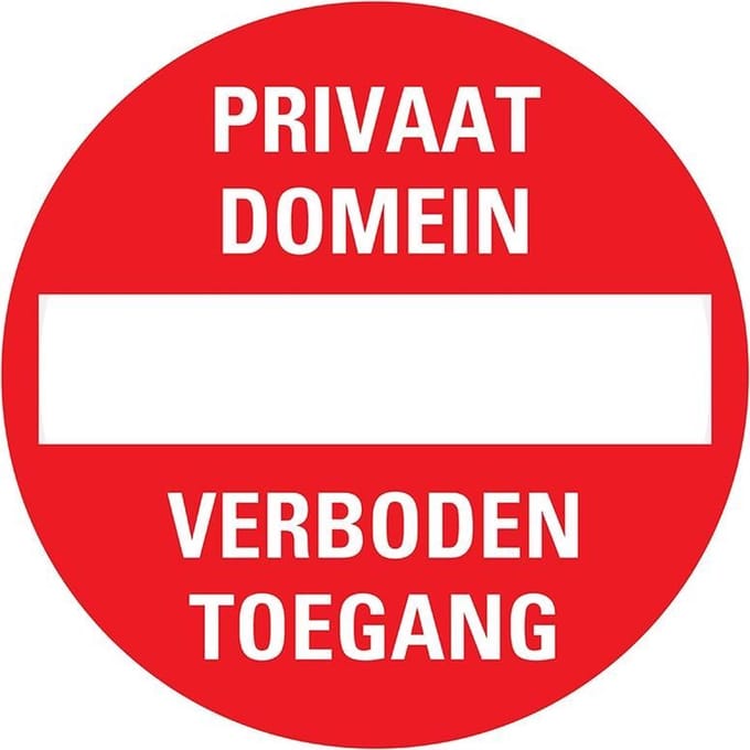 Pickup bord rond diameter 18 cm - Privaat domein Verboden toegang