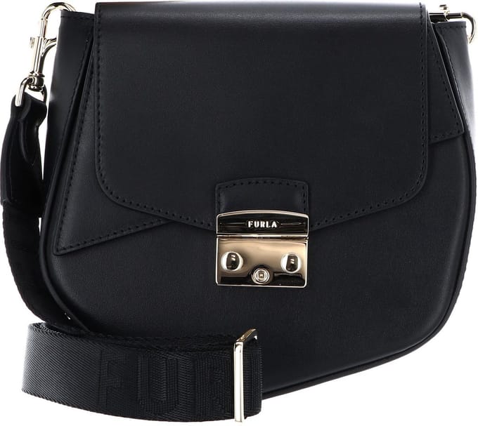 FURLA Leren Schoudertas Light Gold Crossbody Nero Zwart