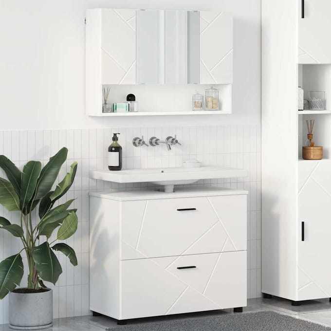 vidaXL - Badkamermeubel - Set - 2 - st - Wit - 76,5 - x - 35 - x - 64 - cm