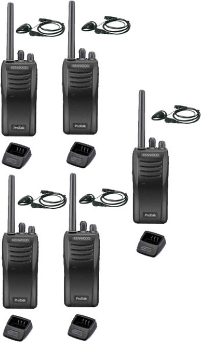 Set van 5 stuks Kenwood TK-3501 PMR446 met D-shape oortje en tafelladers