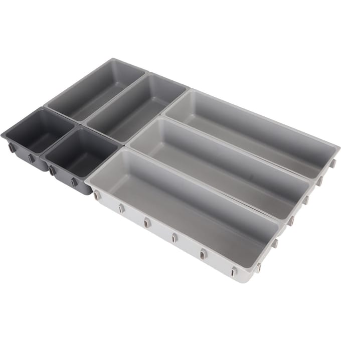 Besteklade Organizer Stevig Plastic Grote Capaciteit Multifunctionele Bestekhouder voor Mes Vork Lepel gray