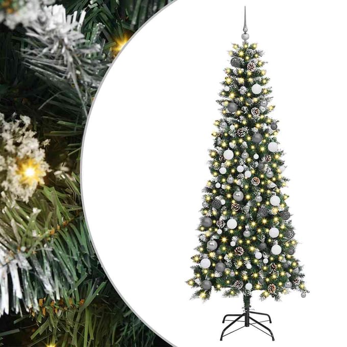 vidaXL Kunstkerstboom Groen 210 cm PVC en Plastic en Staal