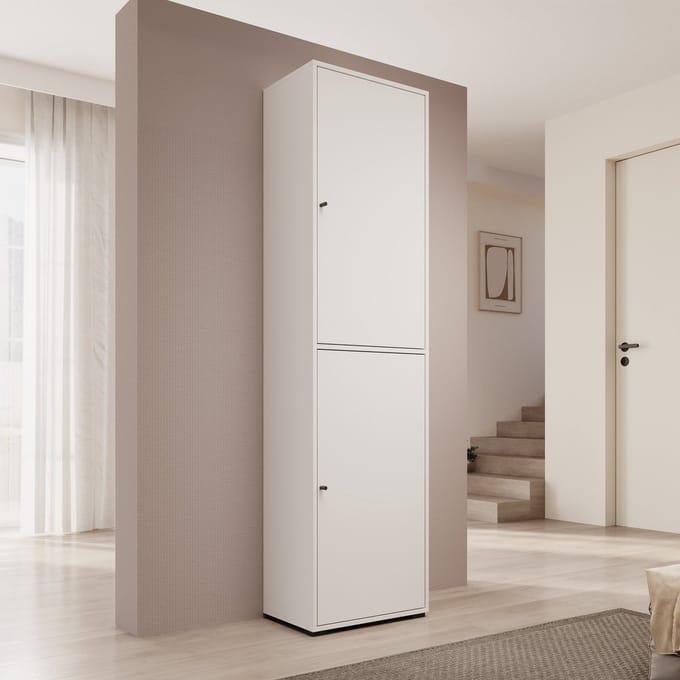 Meubella - Deacon - Schoenenkast - Wit - 50x33x190 cm