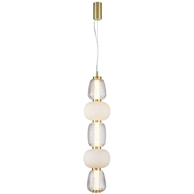 LOOM DESIGN LED hanglamp Pearl 5 amber/goud glas hoogte 78 cm