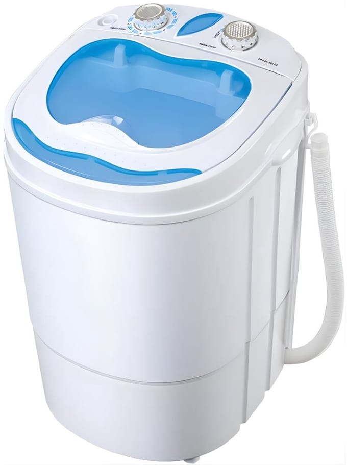 KAD® Mini Wasmachine - Camping Wasmachine - Kleine Wasmachine - Blauw/Wit - ‎40cm x 35cm x 55cm