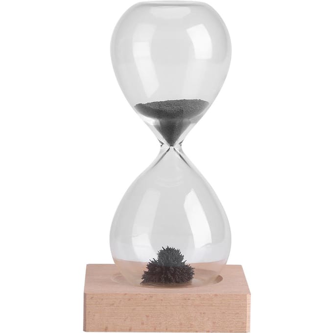 Magnetische Zandloper Zandloper Speelgoed Huis Kantoor Bureau Decoratie Display met Houten Basis white