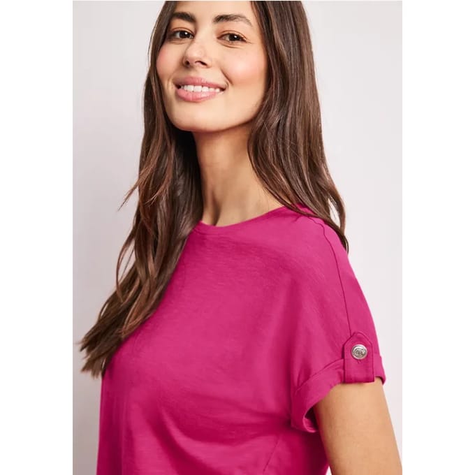 Shirt met ronde hals en knoopdetails