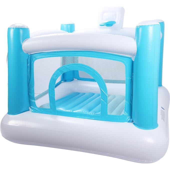 Opblaasbaar Kasteel Dik PVC Opblaasbaar Springkasteel met Afneembaar Mat voor Binnen Buiten blue